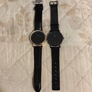 Geneva Black Watches with Blue Accents